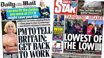 Composite image featuring Daily Mail and Daily Star front pages