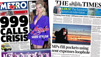 Composite image featuring Metro and Times front pages