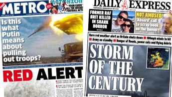 Composite image featuring Metro and Daily Express front pages