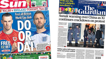 Composite image featuring Sun and Guardian front pages