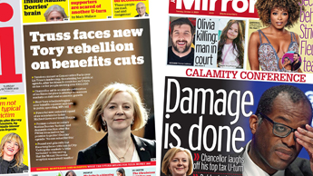 Composite image featuring the i and Mirror front pages