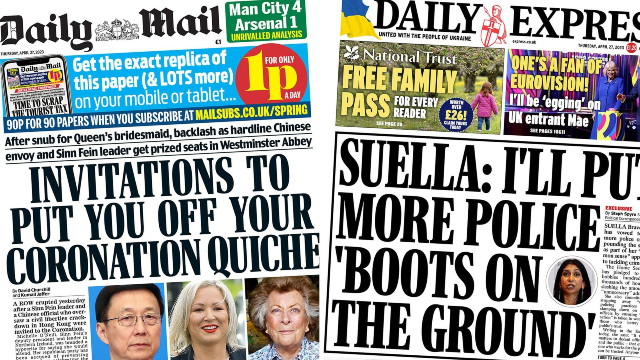 An image displaying the front pages of the Mail and Express