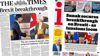 Composite image showing Times and i front pages