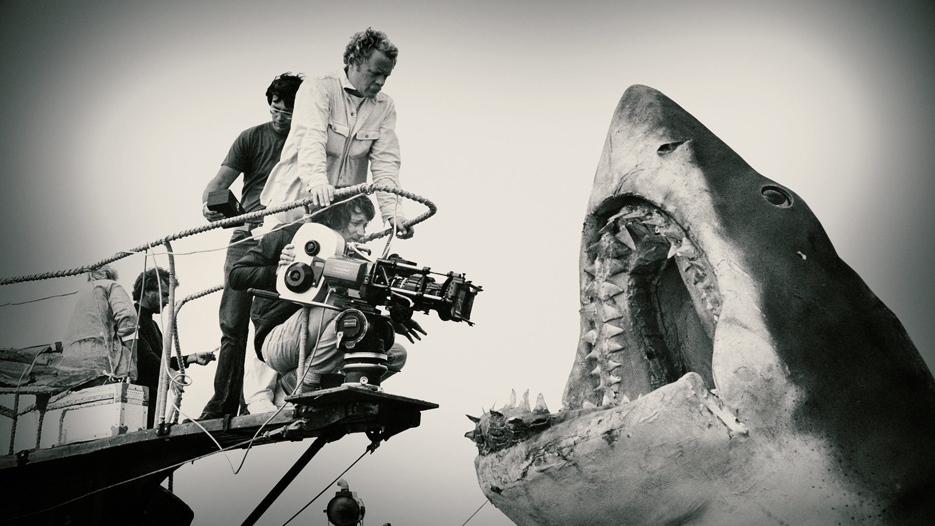 A behind-the-scenes image from the making of the movie Jaws (Credit: Universal Studios/PA Wire)