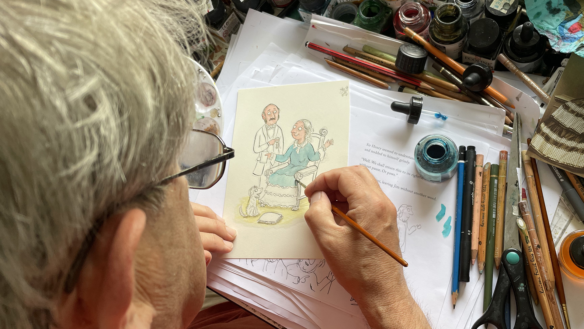 Axel Scheffler at work (Credit: Axel Scheffler)