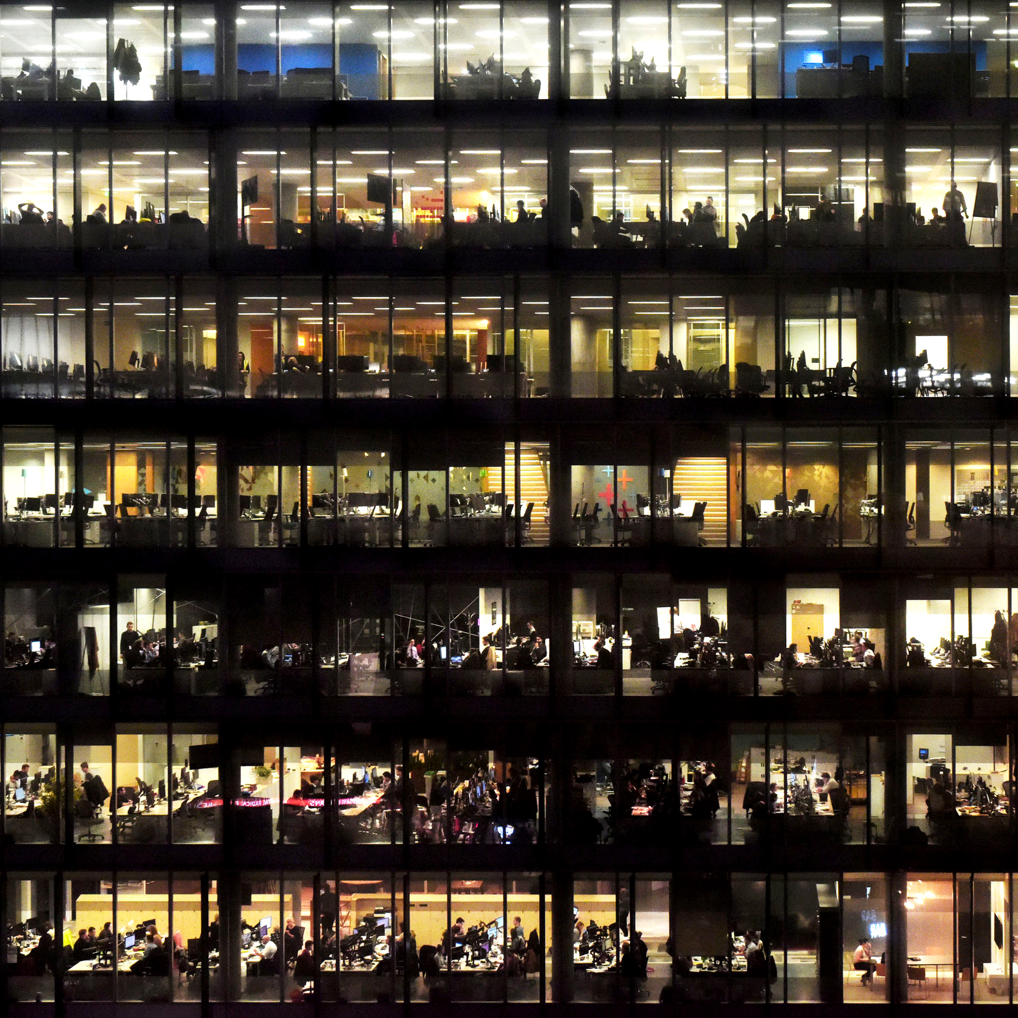 An office building at night (Credit: BBC)