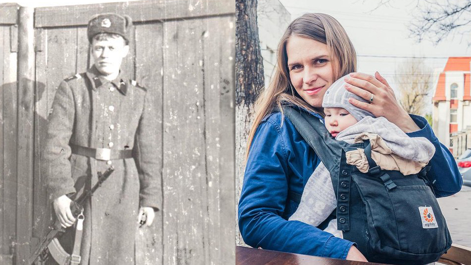 Marian's father (Credit: Private collection) and Marian and her daughter (Credit: Natalia Gârbu) 